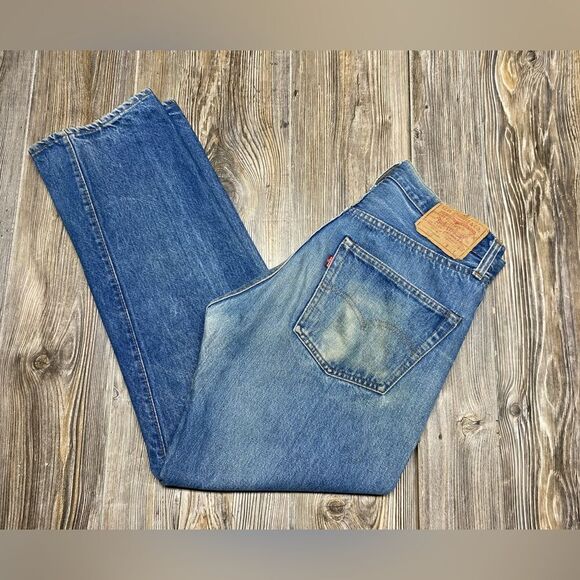 Vintage Levi's 501 Redline Selvedge Denim #6 Button Fly 70s USA Jeans 30x29 - Picture 2 of 16
